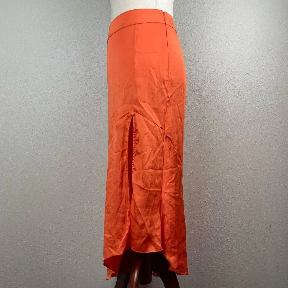 NWOT Free People Orange Midi Skirt Size 2
